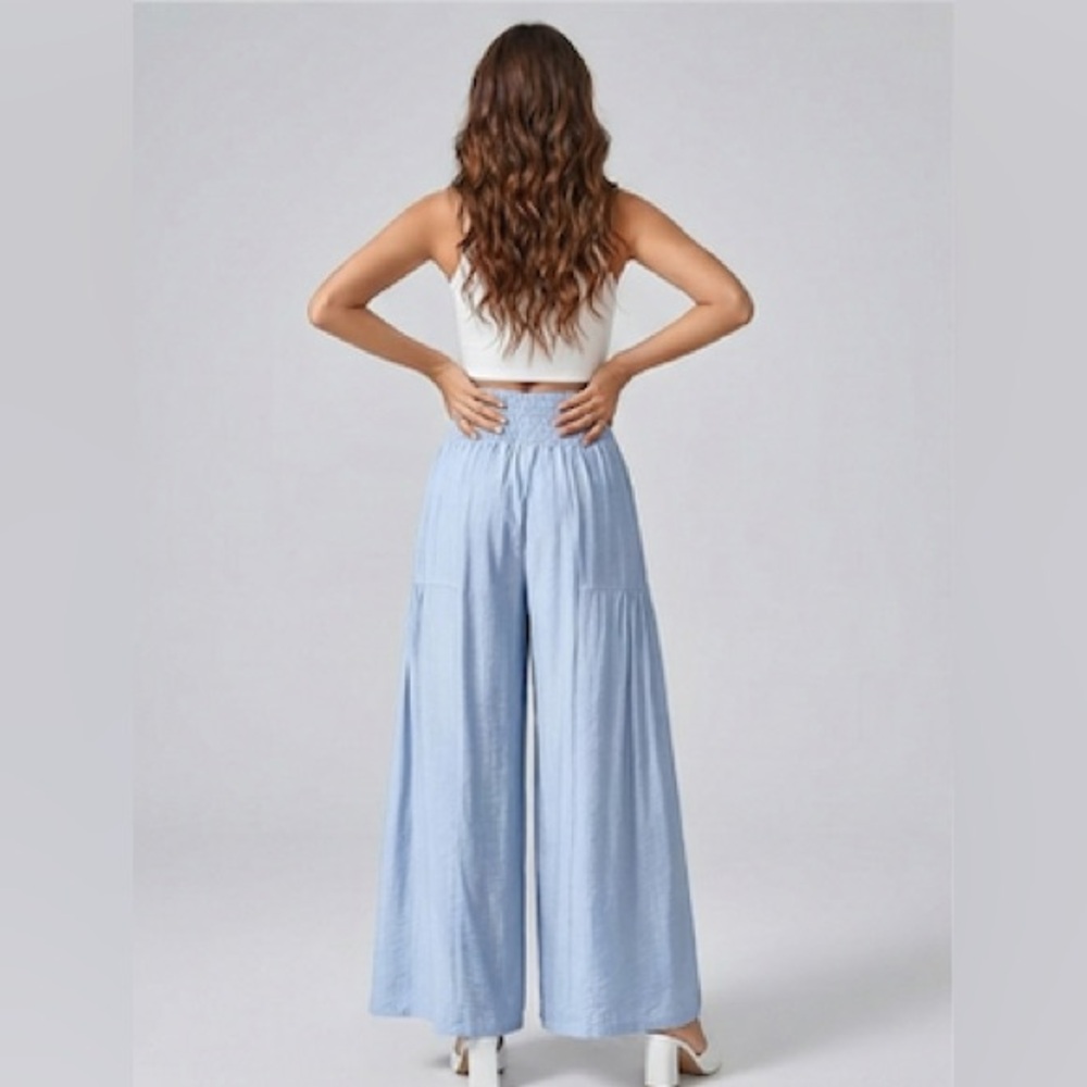 Boho Loose Wide Leg Pant Blue - Picture 5 of 9
